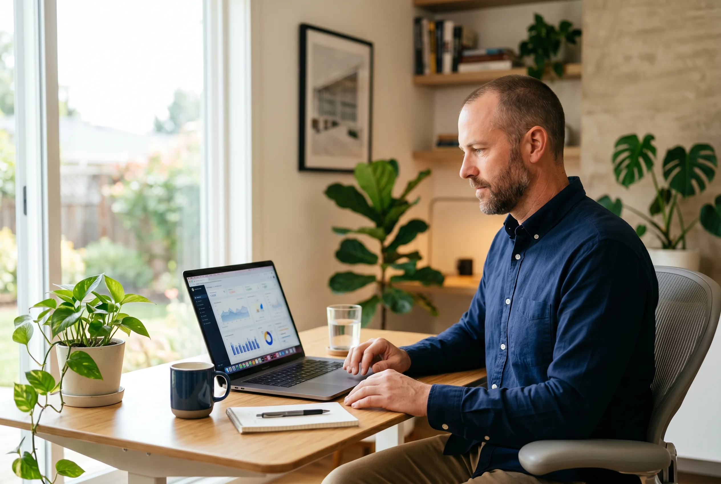 Contractor analyzing lead attribution data to understand which channels are producing results